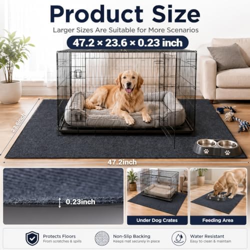 23.6" X 47.2" Mat for Under Dog Crate, Waterproof Dog Crate Mat - Image 3