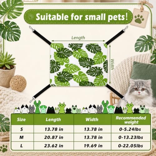 Jetec 2 Pack Cat Hammock for Cage, Monstera Leaf - Image 3