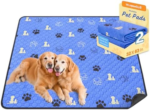 WanpeeGoo Washable Pee Pads for Dogs, Waterproof, 32 x 63 in, 2 Pack by WanpeeGoo