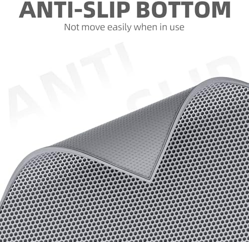 ESTHELLO Cat Litter Mat Honeycomb Double Layer Design 24’’ x 15’’ Gray - Image 6