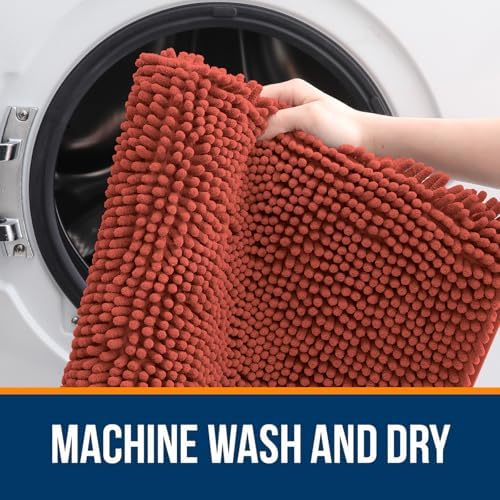 OLANLY Small Bathroom Rugs 24x16, Soft Absorbent Chenille Bath Rugs, Rubber - Image 6