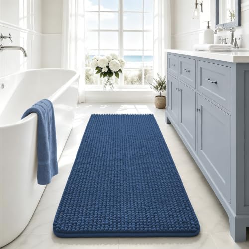 Ophanie Navy Blue Bathroom Rugs 48x24, Soft Chenille Bath Mat, Non Slip by Ophanie