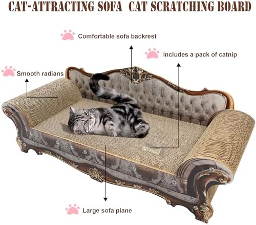 COOZMENT Sofa Shaped Scratching Couch, Thick Scratching Cardboard, Lounge Bed - Image 3