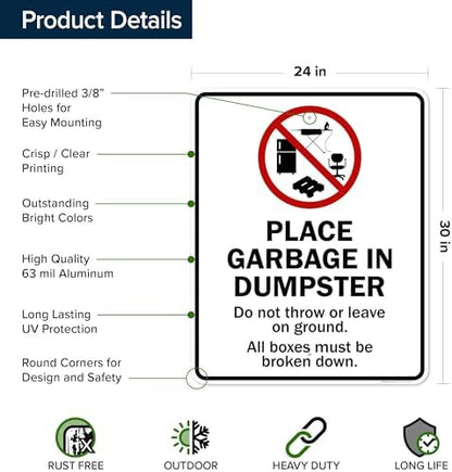 Place Garbage Inside Dumpster Do Not Throw Or Leave On Ground All Boxes - Image 6