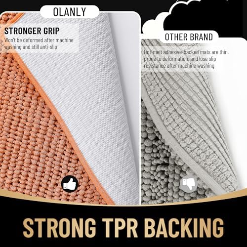 OLANLY Thick Chenille Bathroom Rugs 30x20, Soft Absorbent Bath Mat - Image 5