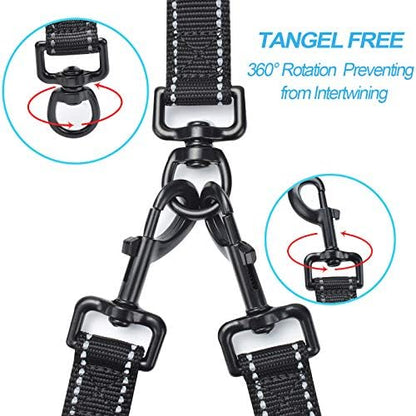 PetBonus Double Dog Leash, No Tangle Dual Leash, Reflective Walking Training - Image 2