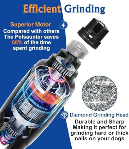 Petsaunter Dog Nail Grinder, 3 Grinding Heads, LED Light, Touch-Switch - Image 4