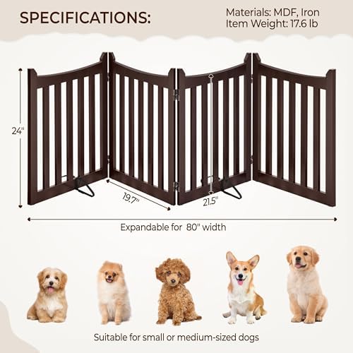 Yaheetech 24in 4-Panel Wooden Freestanding Pet Gate - Image 4