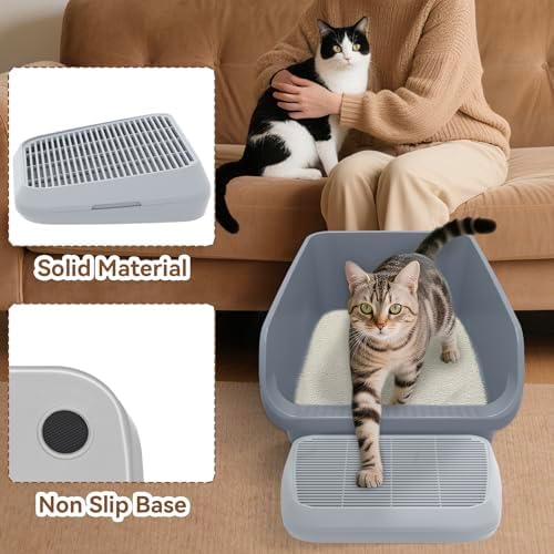 Elevated Litter Box Ramp/Steps for Kittens & Old Cats, Washable Litter Catcher - Image 6