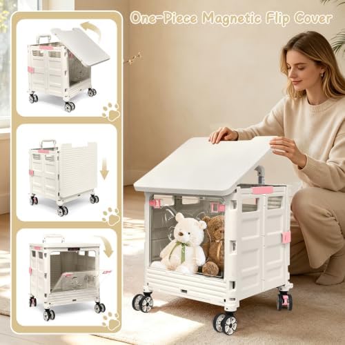 2-in-1 Foldable Shopping Cart & Rolling Pet Carrier, 55L Collapsible Utility - Image 5