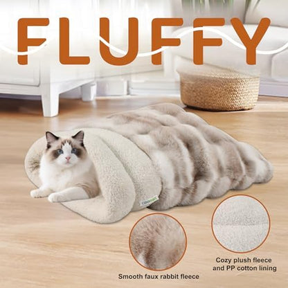 3 in 1 Semi-Enclosed Self Warming Burrow Cat Bed Sleeping Cave - Image 4
