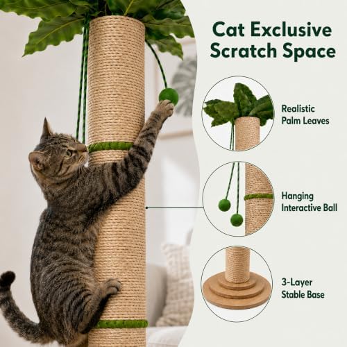 63in Tall Natural Sisal Cat Scratching Post, Wide Base - Image 4