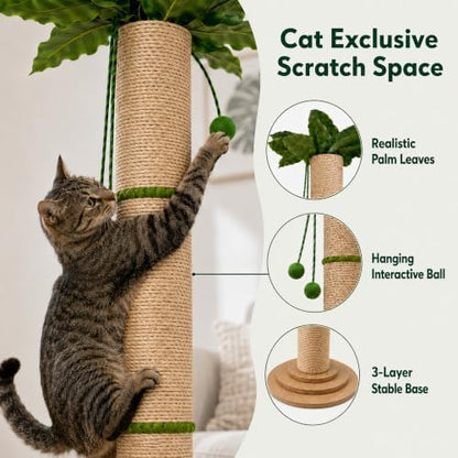 63in Tall Natural Sisal Cat Scratching Post, Wide Base - Image 4