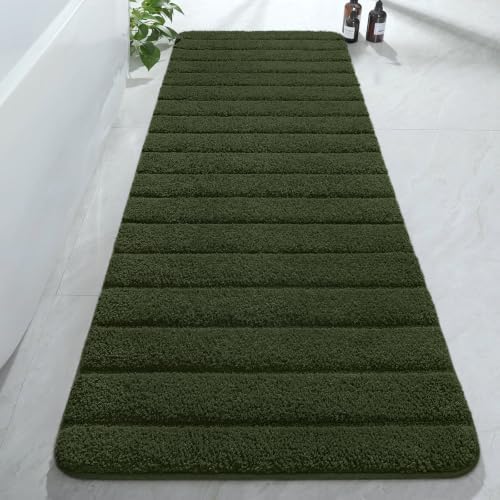 AROGAN Luxury Long Bathroom Runner Rugs 24x72 Inch Bath Rug, Olive Green by AROGANAREARUG