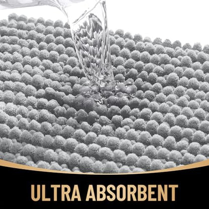 OLANLY Thick Chenille Absorbent Bathroom Rugs Mat 36x24, Light Grey - Image 3