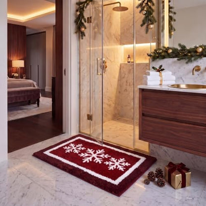 Boao Christmas Snowflake Bathroom Rug Winter Bath Mat 24"x16" - Image 6