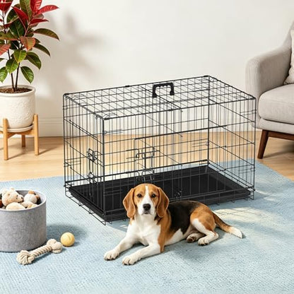 FDW | 30" Foldable Metal Dog Crate | Black | Cage - Image 2