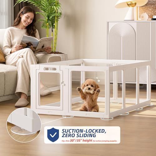 Clear Acrylic Dog Playpen Indoor Pet Pen, 12 Panels - Image 4