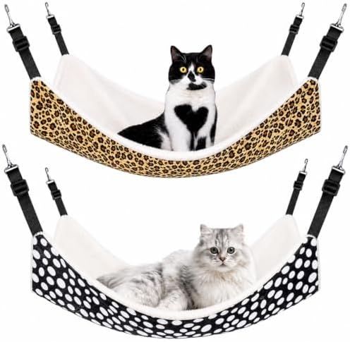 Jetec 2 Pack Cat Hammock for Cage, Leopard and Dot by Jetec