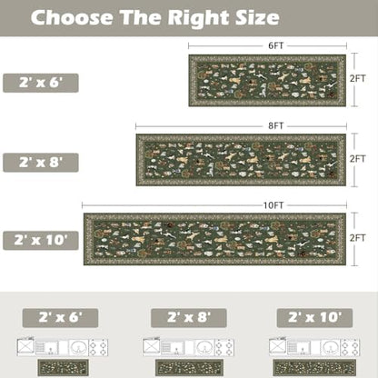 Dark Green Hallway Runner Rug 2x10 - Image 2