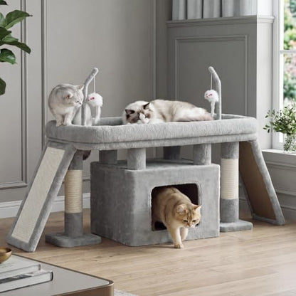Heybly Cat Tree Extra-Long & Stable 2 Adjustable Scratch Boards HCT210SW by HEYBLY