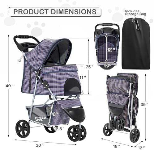 MoNiBloom Pet Stroller for Small/Medium Dogs and Cats up to 33 lbs - Image 3