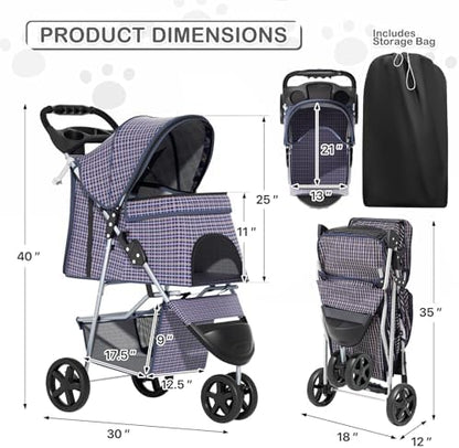 MoNiBloom Pet Stroller for Small/Medium Dogs and Cats up to 33 lbs - Image 3