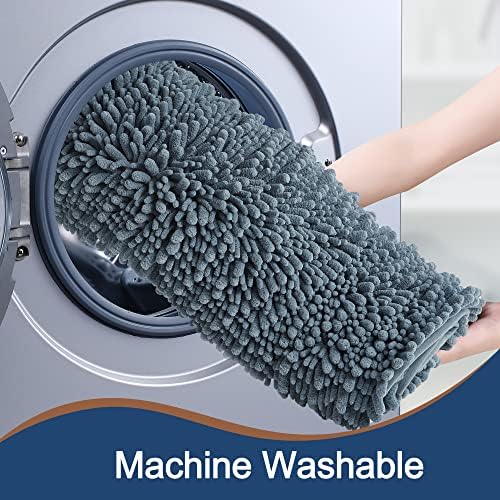 Luxury Chenille Dusty Blue Bathroom Rugs Sets 2 Piece, Thickened Hot Melt - Image 5