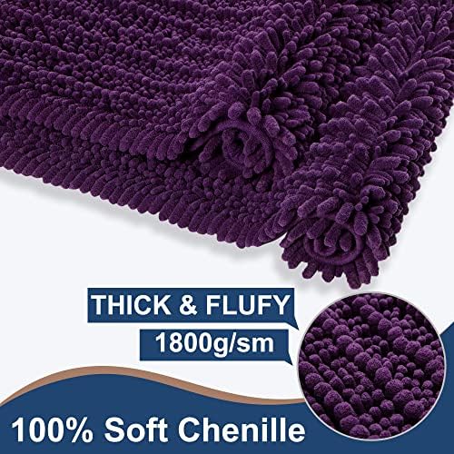 Luxury Chenille Plum Bathroom Rugs Sets 2 Piece, Thickened Hot Melt Rubber - Image 3