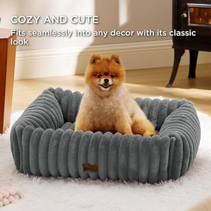 Bedsure ComfyFleece® Dog Bed for Small Medium Dogs Washable, 25in Warm Grey - Image 4