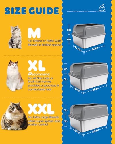 Powools Stainless Steel Cat Litter Box, High-Sided - Image 6