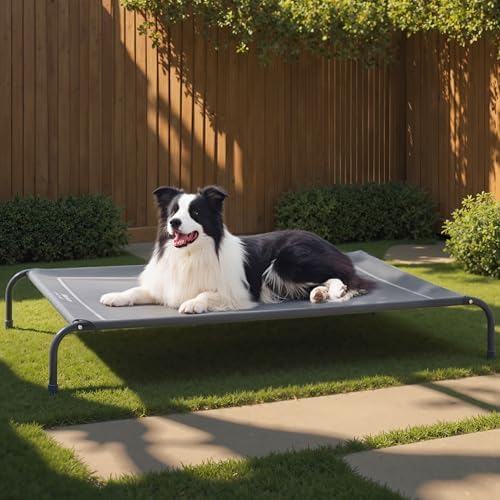 Bedsure Outdoor Elevated Cooling Dog Bed Large Sized Dog, 49in Grey by BEDSURE