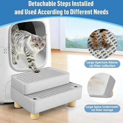 Extra Large 2 Steps Cat Litter Box Step Ramp, Cat Litter Catcher Mat - Image 3
