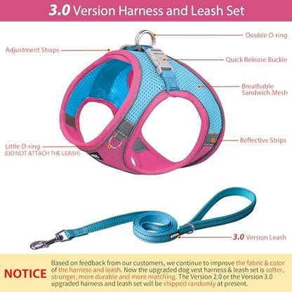 AIITLE Dog Harness and Leash Set, Step-in Puppy Pet Vest, Hot Pink M - Image 3