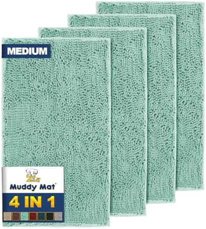 Muddy Mat® 4-Piece Seafoam Green Medium 30"X19" AS-SEEN-ON-TV Highly Absorbent by MuddyMat%C2%AE
