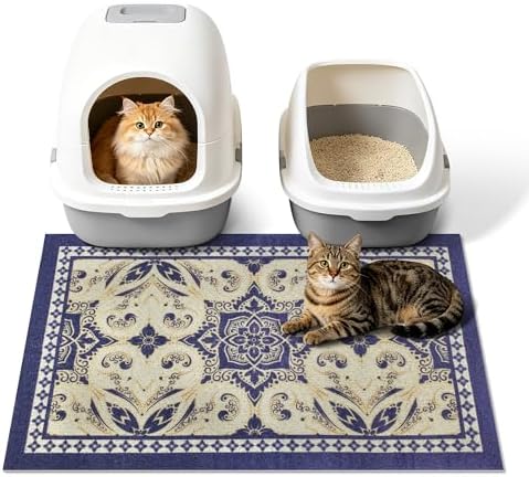 Cat Litter Mat, Waterproof & Non-Slip Backing, Litter Box Catcher, Soft on by Yigerlee