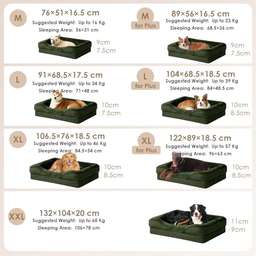 EHEYCIGA Orthopedic Dog Bed for Large Dog, Memory Foam Dog Couch, Dark Green - Image 5