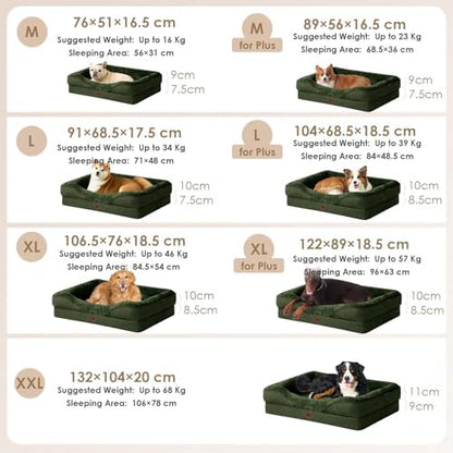 EHEYCIGA Orthopedic Dog Bed for Large Dog, Memory Foam Dog Couch, Dark Green - Image 5