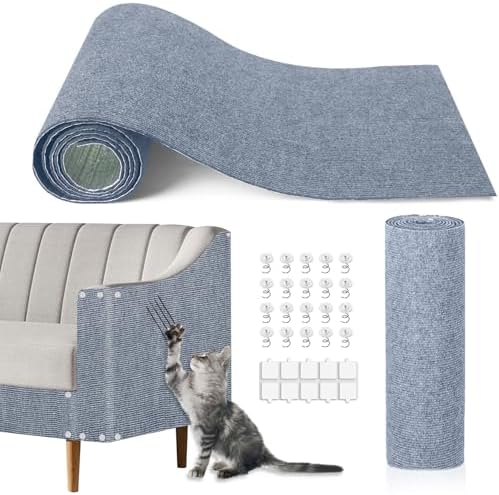 Cat Scratching Mat, 118.5"x15.9" Trimmable Self-Adhesive Cat Scratch Carpet by TEBANTY