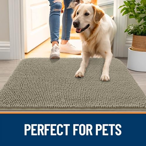 OLANLY Dog Door Mat for Muddy Paws 47x20, Super Absorbent Chenille Mud Mat - Image 6