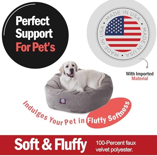 Majestic Pet 40 Inch Micro Velvet Calming Dog Bed Washable – Cozy Soft Round - Image 2