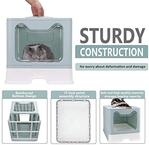 Foldable Cat Litter Box with Lid, Enclosed Potty, Large Top Entry - Image 5