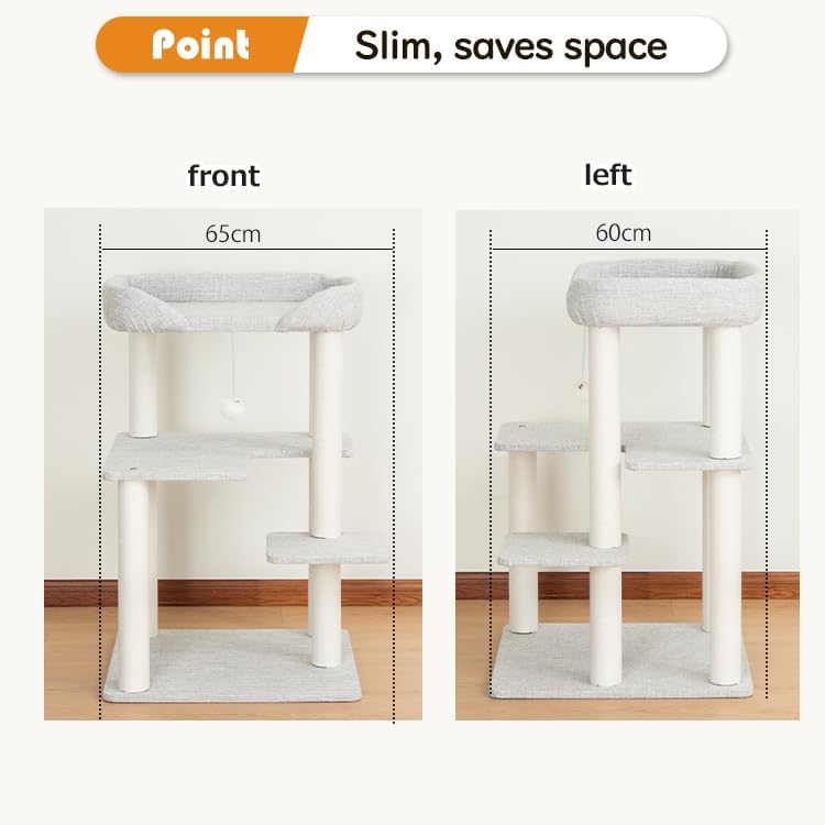 37.5" Cat Tree Tower for Large & Senior Cats, Low-Step Design - Image 2