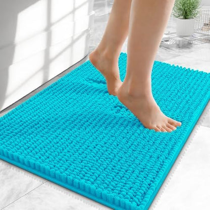 OLANLY Thick Chenille Small Bathroom Rugs Mats 24x16, Aqua Sky by OLANLY