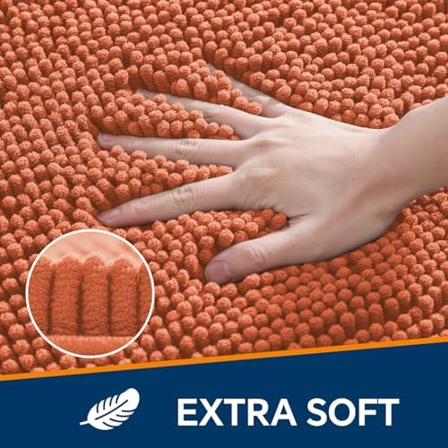 Chenille Bathroom Rug 40"x60" Coral, Large Plush Bath Mat - Image 3