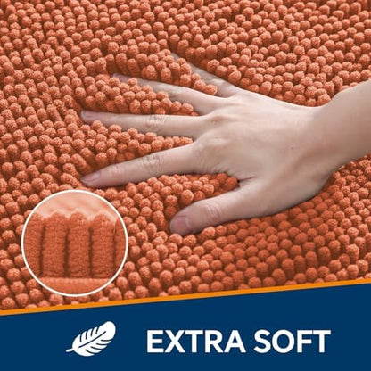 Chenille Bathroom Rug 40"x60" Coral, Large Plush Bath Mat - Image 3