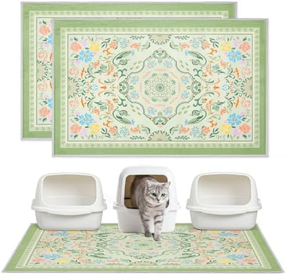 2 Pack Washable Cat Litter Mat 48"x36" Waterproof Trapping Pad by Hedgeink
