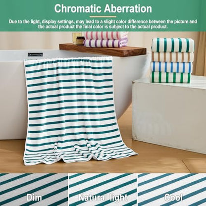 JML Microfiber Beach Towels, 4 Pack, Cabana Stripe Dark Green - Image 6