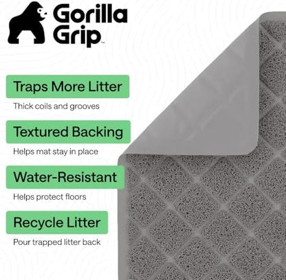 GORILLA GRIP Cat Litter Box Mat, Coiled Mesh Trapping Mats, 35x23 Gray - Image 2