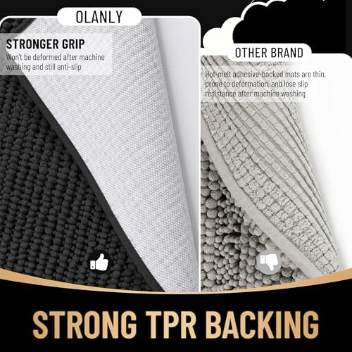 OLANLY Thick Chenille Bathroom Runner Rugs 47x24, Absorbent Bath Mat - Image 5